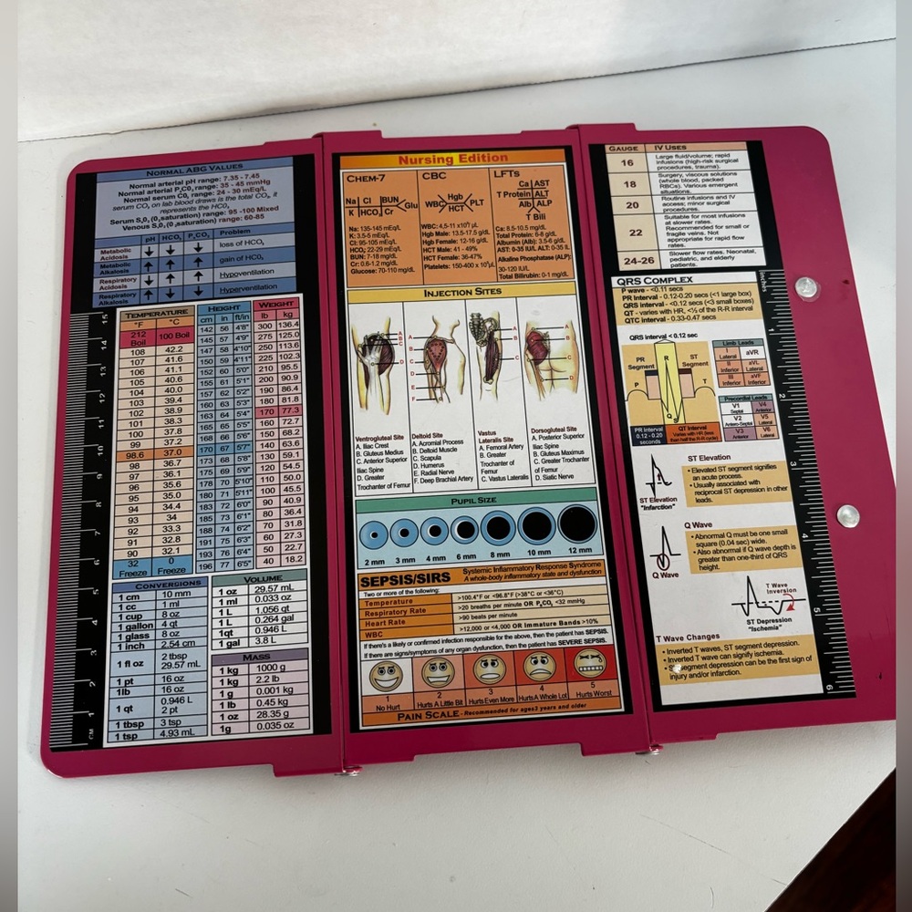 Nursing Clipboard Foldable, Foldable Clip Board W/Nursing Edition Cheat Charts